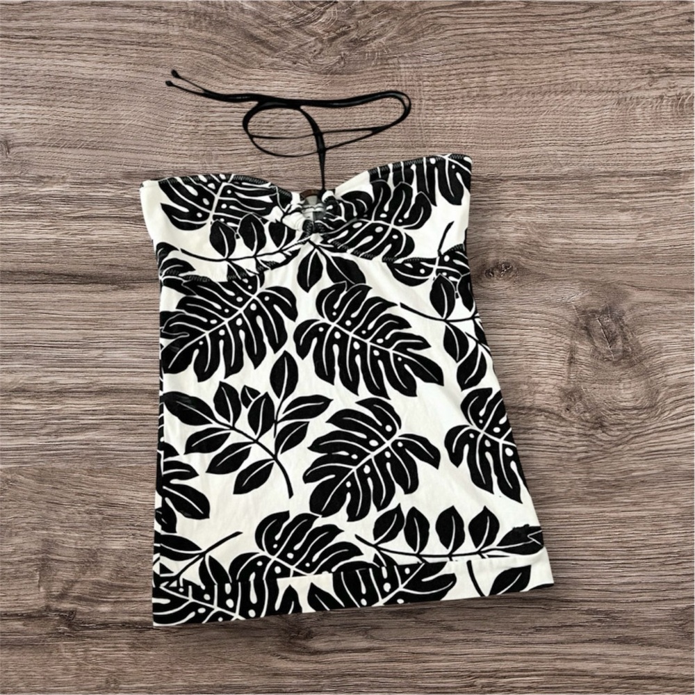 Vintage Y2K American Eagle Tropical Print Halter Top | Size Medium